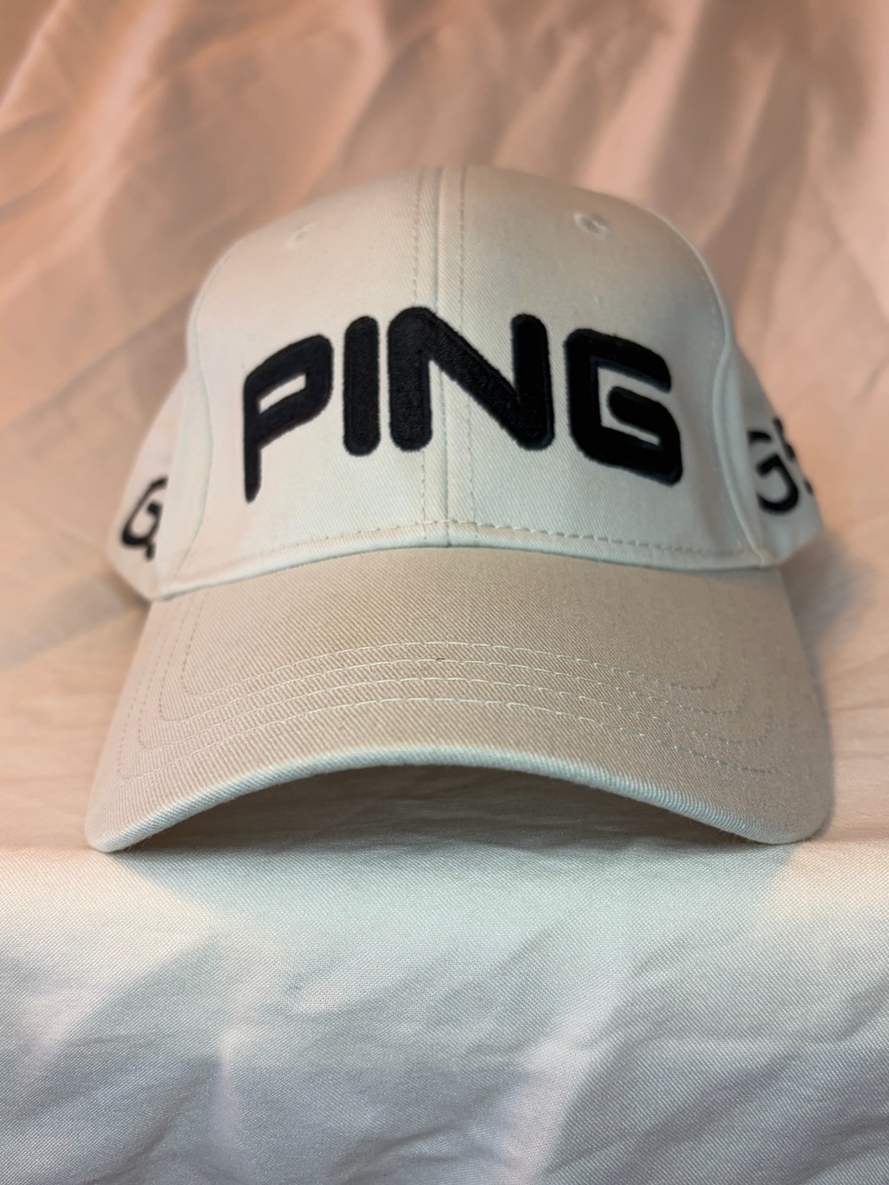 PING G5 White Adjustable Golf Hat Embroidered Logo Cap